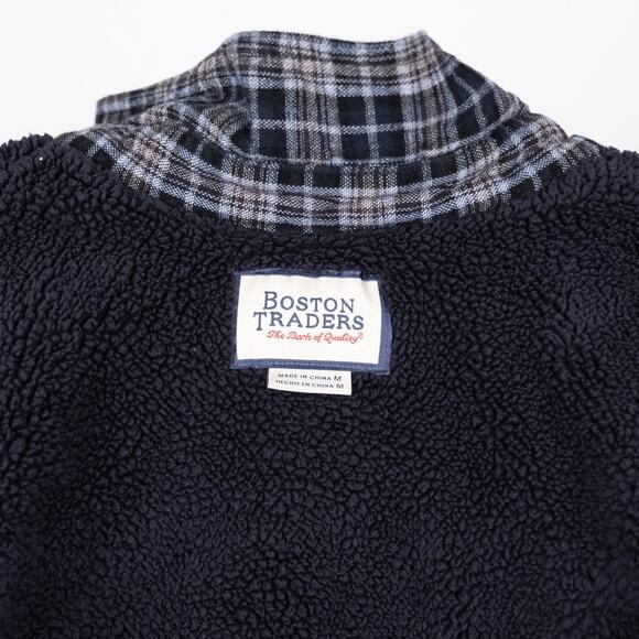 Boston Traders Men's Sherpa Lined Flannel Shacket Jacket Size MEDIUM Blue Plaid - Picture 5 of 5